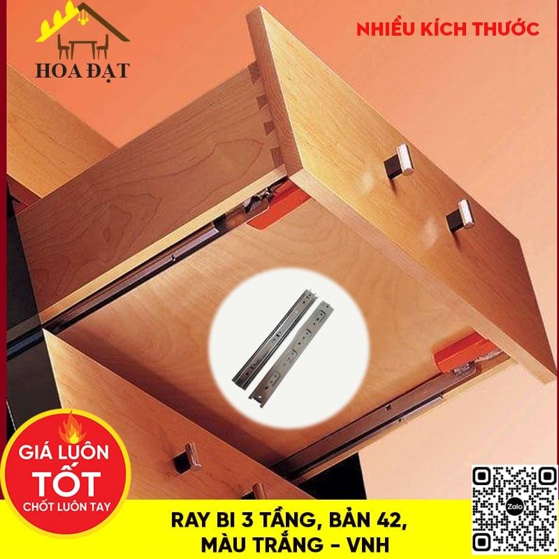 Ray bi 3 tầng Vinahardware, bản 42, màu trắng - VNH-BBS0342250VNH