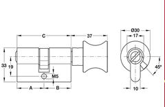Ruột khóa cửa nhà WC Vinahardware kích thước 65mm - KT065HL