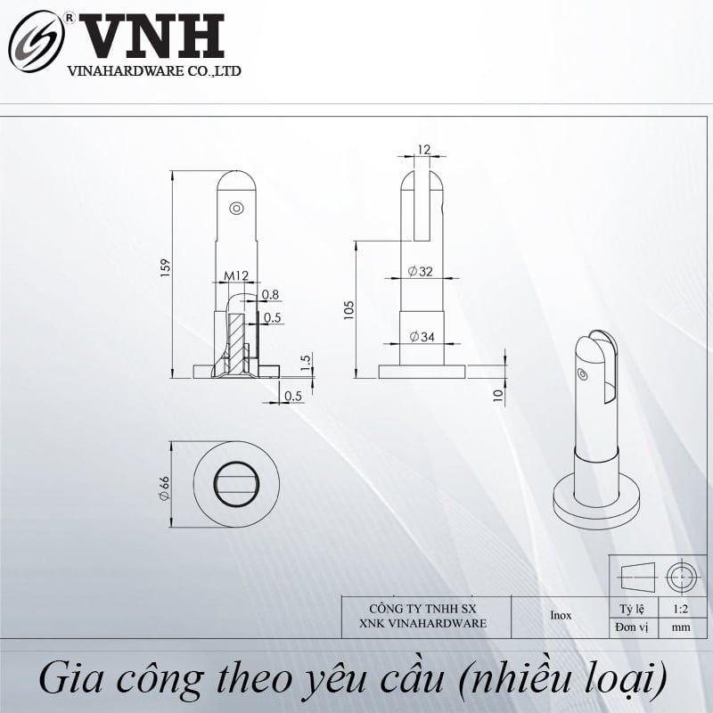 Chân vách ngăn nhà vệ sinh Vinahardware-TA8222U18