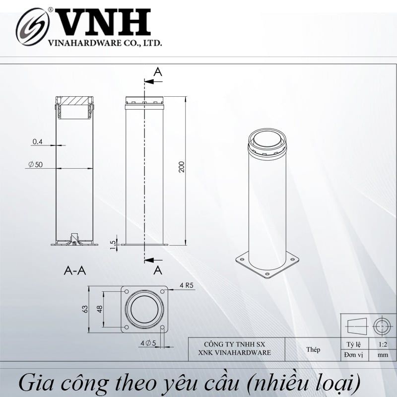 Chân ghế salon tròn Vinahardware, đế bằng-TA8330D150