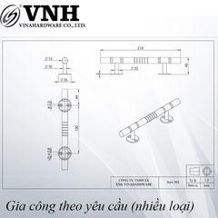 Tay nắm cửa inox Vinahardware phi 16 dài 220mm kiểu Nosovom SUS-304 HD0322
