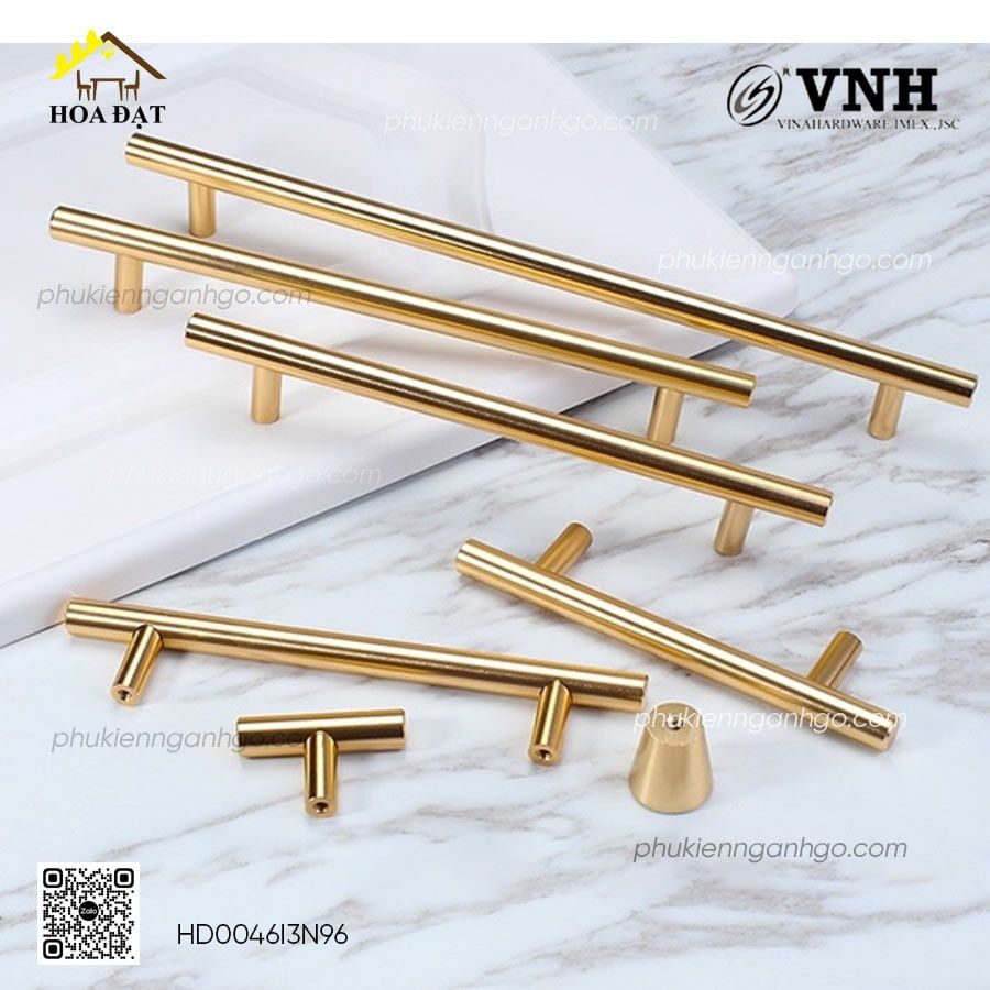 Tay nắm đũa phi 12, inox 304 Vinahardware , loại nhẹ, màu vàng - HD0046I3N96