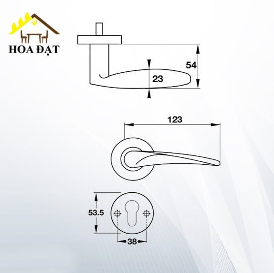 Tay nắm gạt cửa phòng Vinahardware, inox 304 - KT00141I3