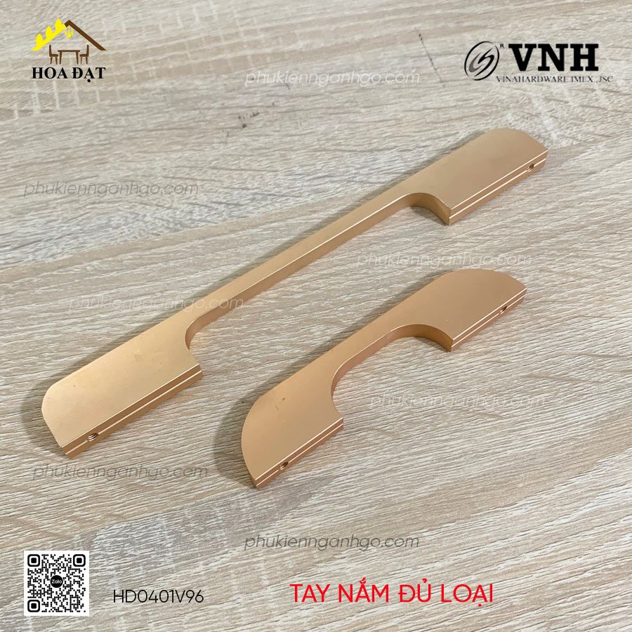Tay nắm tủ Vinahardware màu vàng mờ-HD0401V96