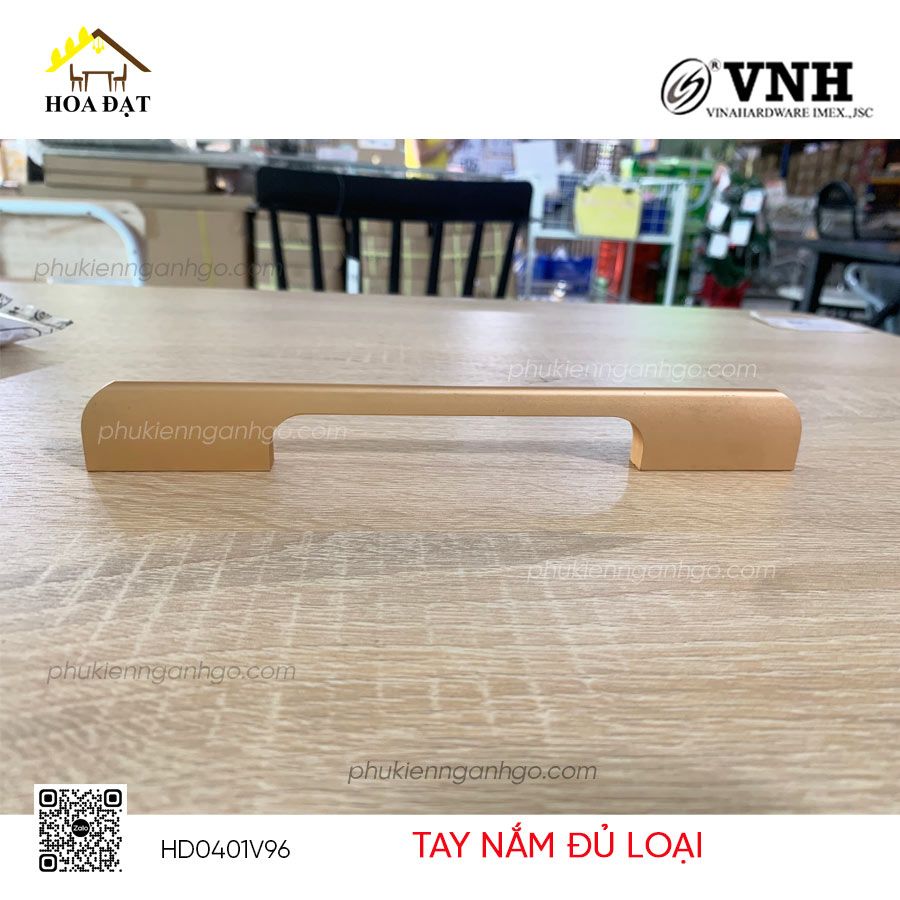 Tay nắm tủ Vinahardware màu vàng mờ-HD0401V96