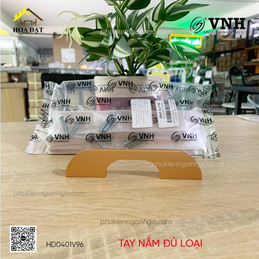 Tay nắm tủ Vinahardware màu vàng mờ-HD0401V96