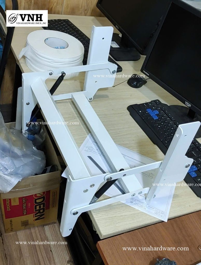 Tay nâng mặt bàn có ben hơi, sơn trắng bóng Vinahardware - VNH455320W