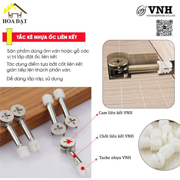 Tắc kê nhựa ốc liên kết Vinahardware kích thước M6x11 VNH WG611-WG611