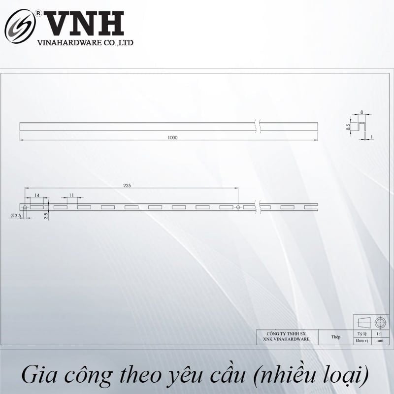 Thanh ray gắn tường Vinahardware 2000mm TR2000Z (cây)-TR2000Z