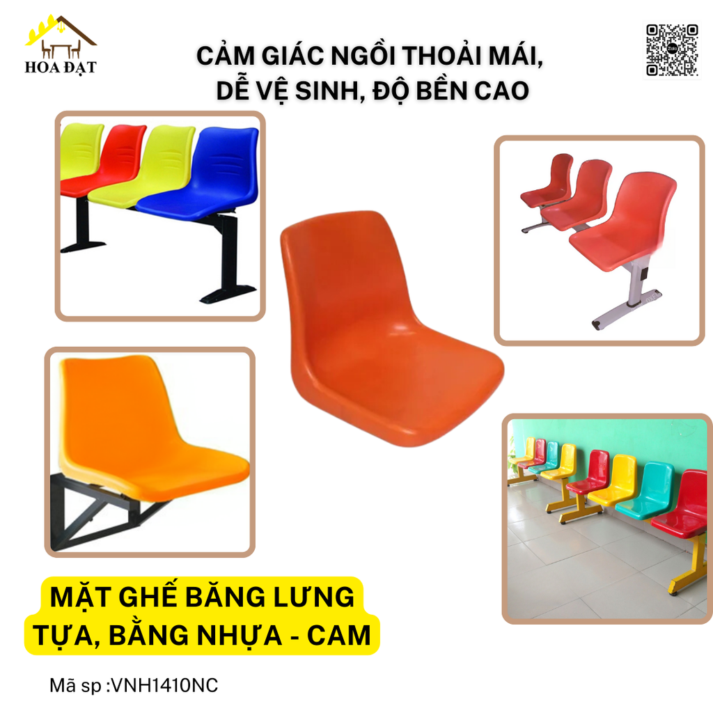 Mặt ghế băng lưng tựa Vinahardware, bằng nhựa - VNH1410NC