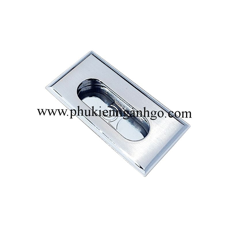 Tay nắm âm ngăn kéo thiết kế vuông Nikel xước Vinahardware loại 64mm VN1 HD0133