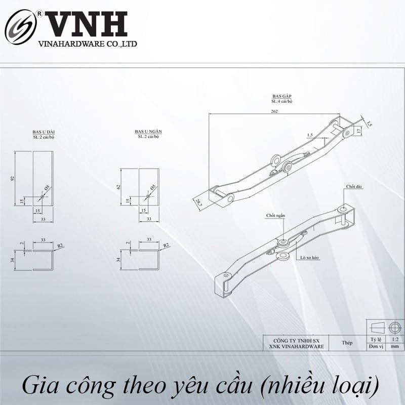 Pat SẮT gấp cho bàn xếp gọn Vinahardware - Phụ kiện gấp gọn VINA028457