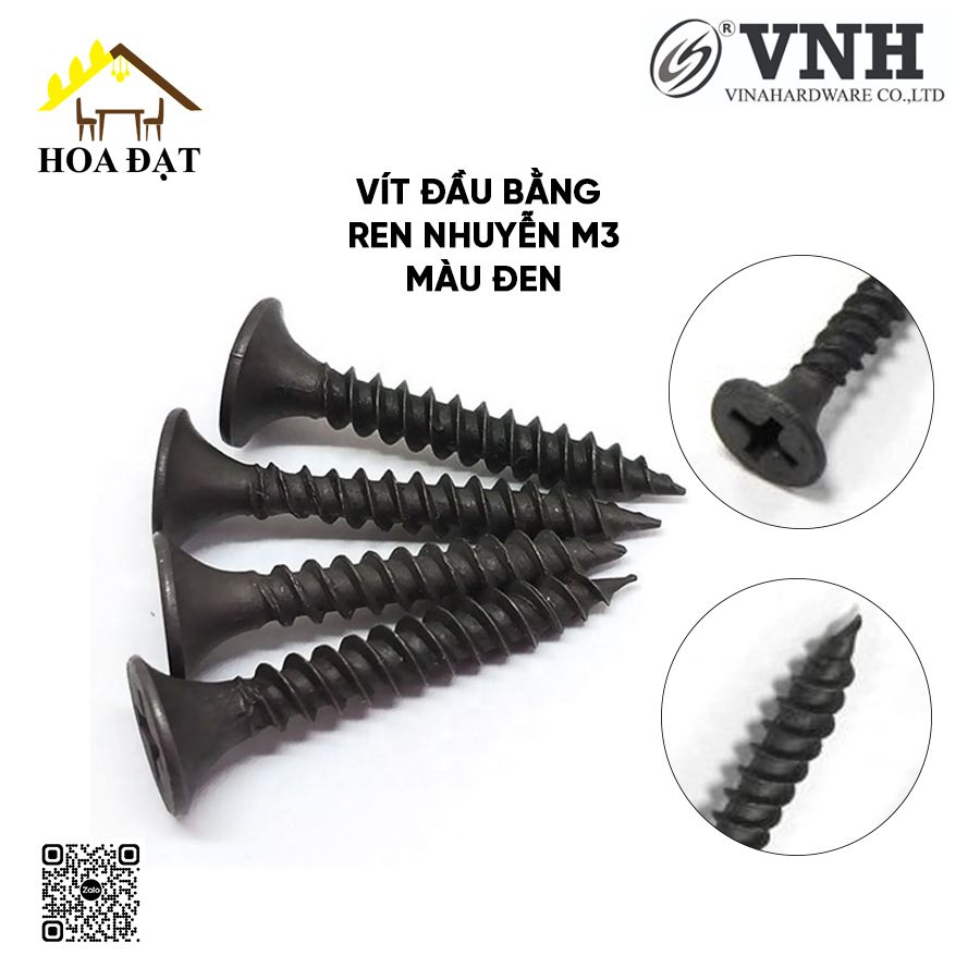 Vít đầu bằng răng nhuyễn M3, màu đen - HDSB313 - ZS0310B