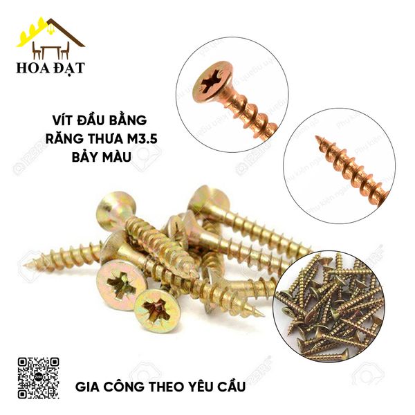 Vít đầu bằng răng thưa M3.5 , bảy màu ZS3512Z23