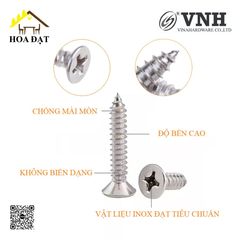 Vít đầu bằng ren nhuyễn Vinahardware loại M2, M4, màu niken
