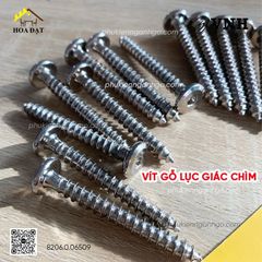Vít gỗ lục giác chìm Vinahardware kích thước 6x50mm màu nikel, VGLGC650N-VGLGC650N