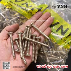 Vít gỗ lục giác chìm Vinahardware kích thước 6x50mm màu nikel, VGLGC650N-VGLGC650N