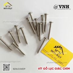 Vít gỗ lục giác chìm Vinahardware kích thước 6x50mm màu nikel, VGLGC650N-VGLGC650N