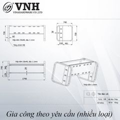 Khung bàn sắt Vinahardware, sơn đen - VNH1808750 - 1800x800x750