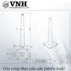 Chân côn ghế sofa Vinahardware, màu vàng gold - Nhiều kích thước - Loại thẳng - Loại Nghiêng VNH250S