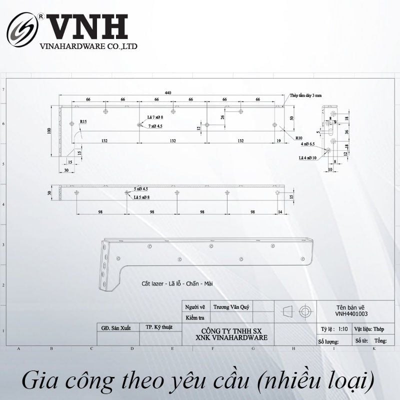 Pat (Bas) sắt bàn trang điểm Vinahardware, sơn đen mờ - VNH4501013