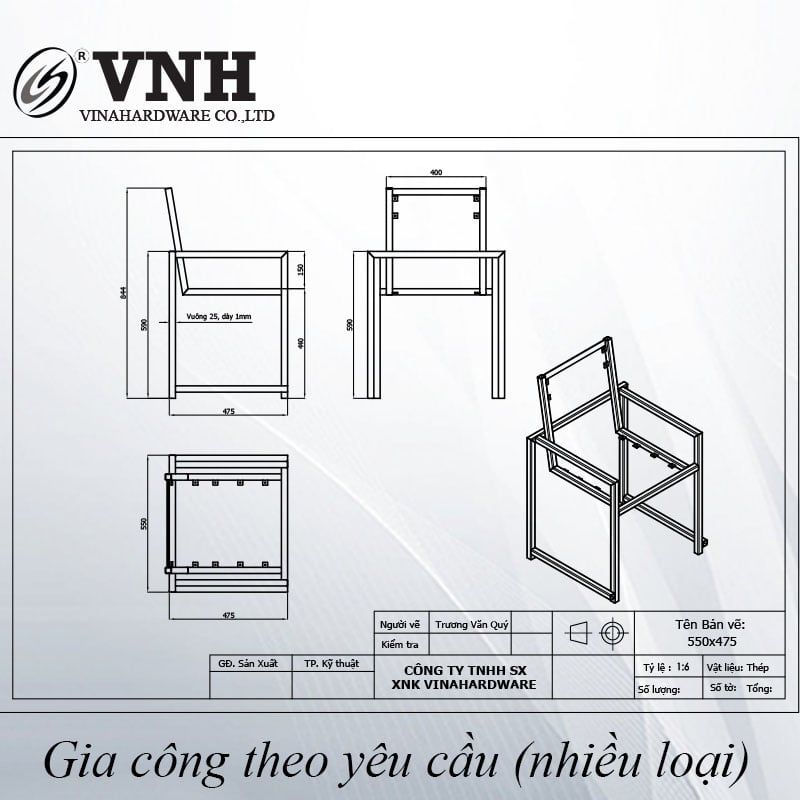 Khung ghế sắt Vinahardware, sơn đen - VNH550475