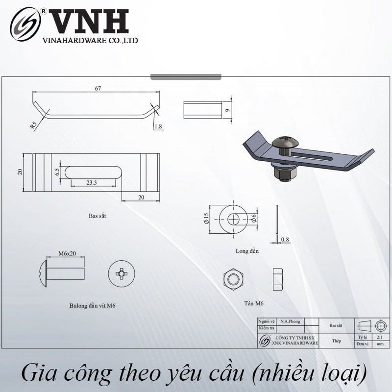 Bộ pat (bas) sắt Vinahardware, xi bảy màu - VNH67202
