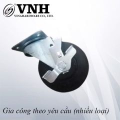 Bánh xe PP Vinahardware, loại đế vuông, có khóa, màu đen