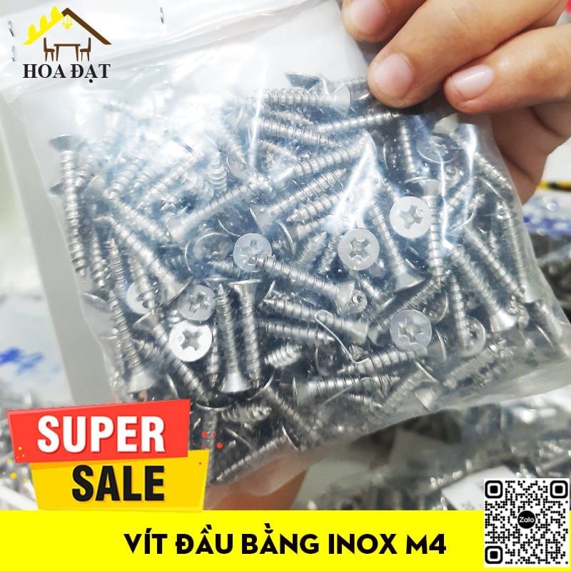 Vít đầu bằng răng nhuyễn Vinahardware loại M3, M4, M5, M7 inox 304 - HDSB329-ZS420I