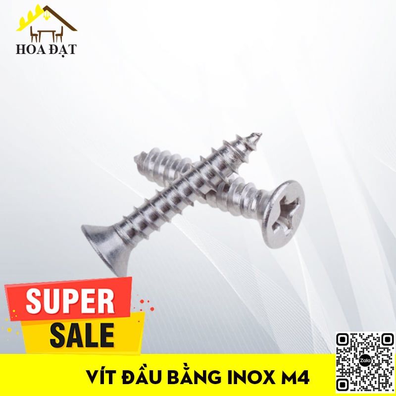 Vít đầu bằng răng nhuyễn Vinahardware loại M3, M4, M5, M7 inox 304 - HDSB329-ZS420I