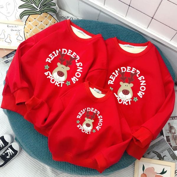 Áo gia đình Noel màu đỏ tươi