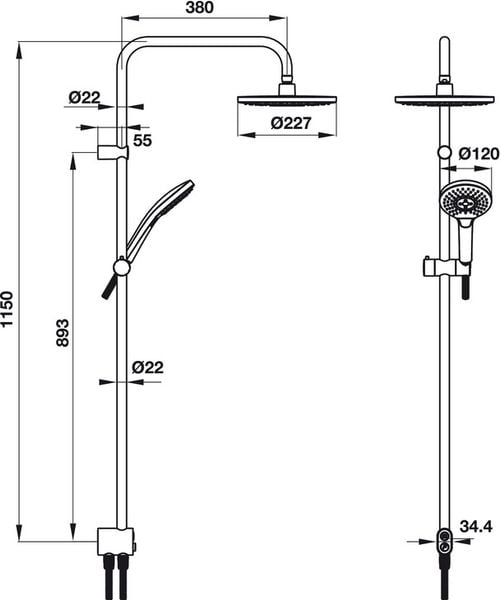 Thanh sen kết hợp Intensity Hafele 495.60.104 - 495.60.105
