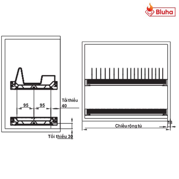 Rổ chén đĩa cố định Hafele Cucina Presto có khung