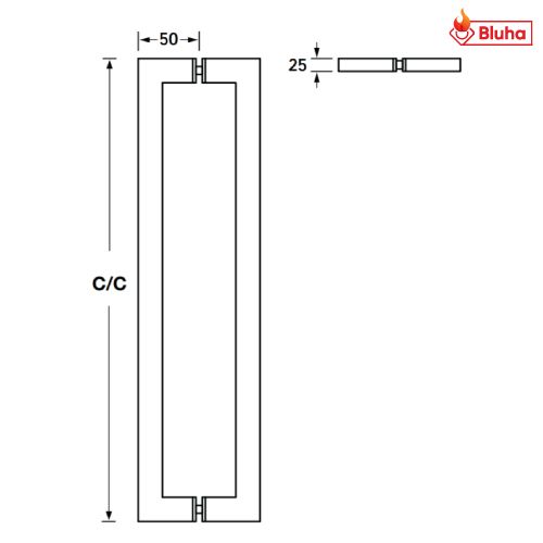 Tay nắm kéo dạng vuông Hafele màu đen 903.08.501