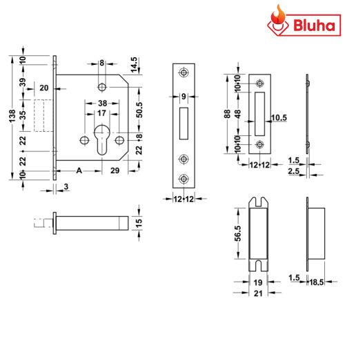 Thân khóa chốt chết Hafele 911.22.386