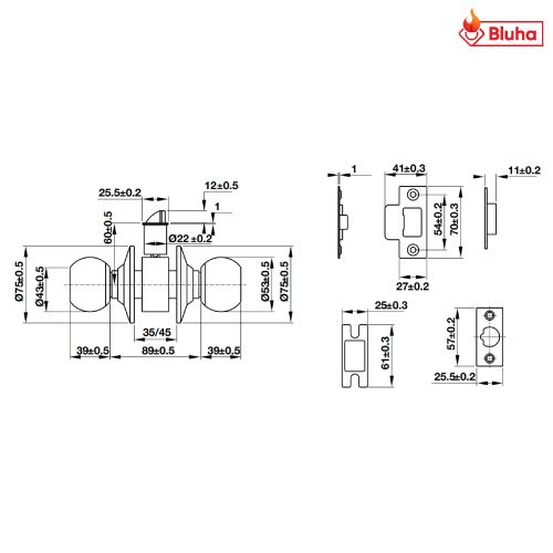 Khóa nắm tròn cho cửa chính Hafele màu đen 911.78.925