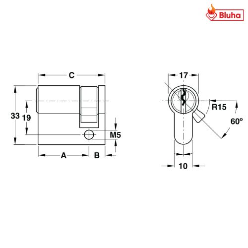 Ruột khóa 1 đầu chìa Hafele màu đen