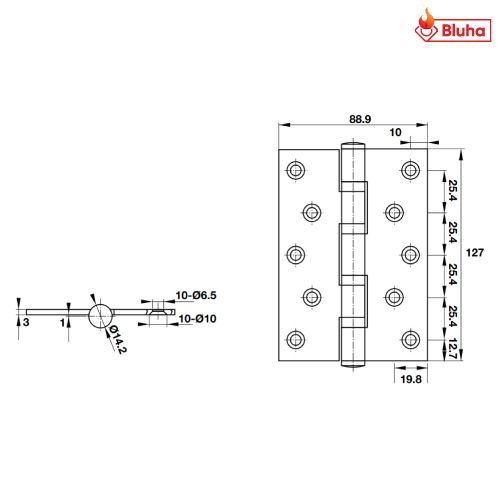 Bản lề lá 4 vòng bi Hafele màu đen 926.20.053