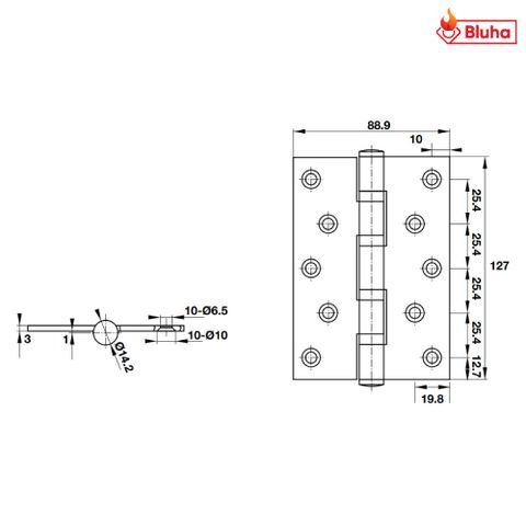 Bản lề lá 4 vòng bi Hafele màu đen 926.20.053