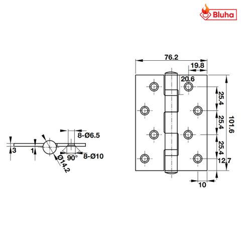 Bản lề lá 2 vòng bi Hafele màu đen 926.20.063