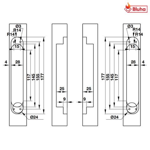 Bản lề âm điều chỉnh 3D Hafele màu đen 927.03.023