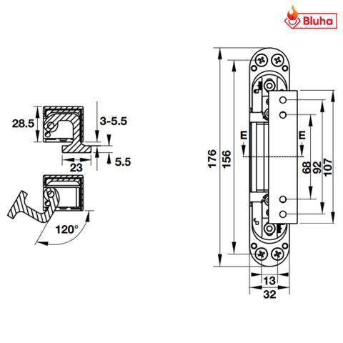 Bản lề âm điều chỉnh 3D Hafele màu đen 927.03.043