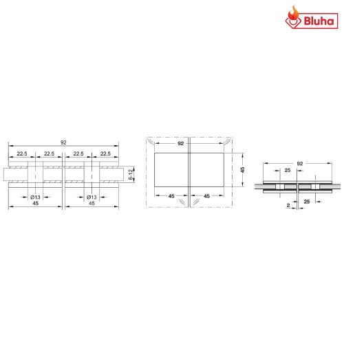 Kẹp kính-kính 180° Hafele màu đen 981.00.583