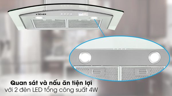 Máy hút mùi Kocher K-8870/8890 kính cong