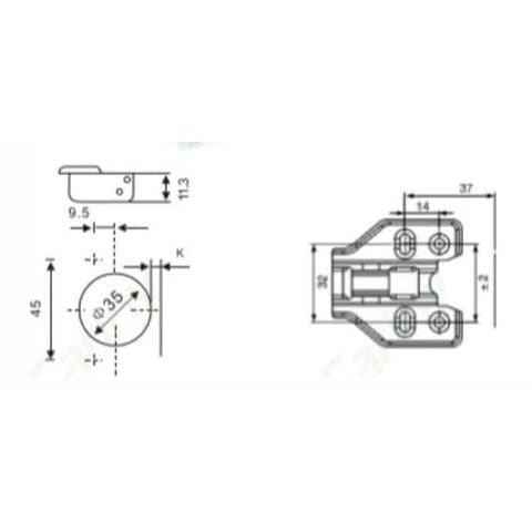 Bản lề Cariny INOXA S35 Inox 304 giảm chấn
