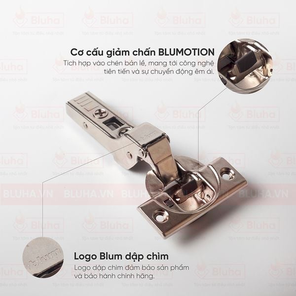 Bản lề giảm chấn Blum cong vừa 342.80.601 - Clip Top 107°