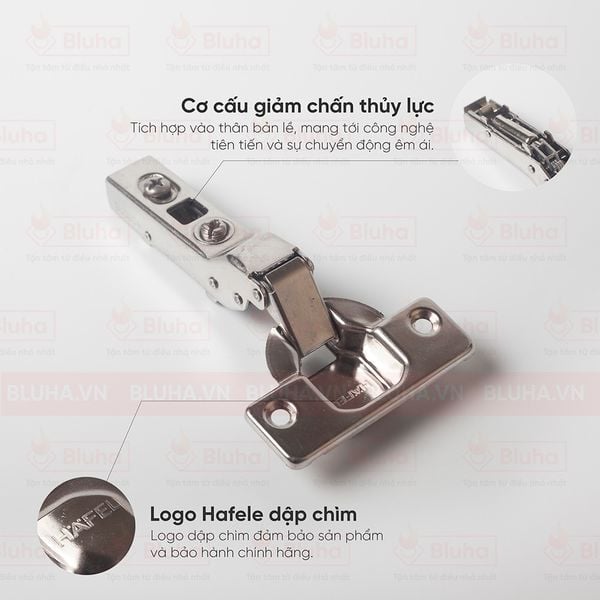 Bản lề Hafele giảm chấn inox  thẳng SUS304 315.06.750(đã bao gồm đế)