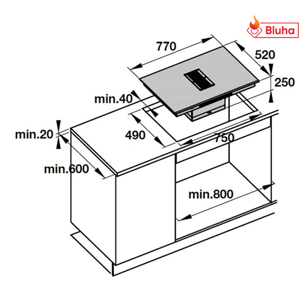 Bếp từ kết hợp hút mùi Hafele 4 vùng nấu IHH77A