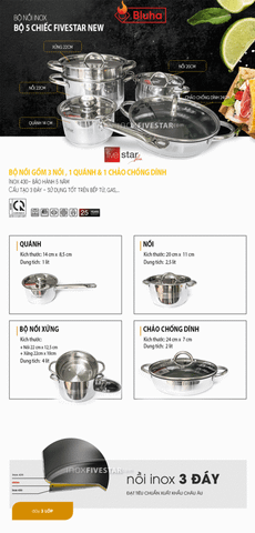Bộ nồi Fivestar 5 món mới