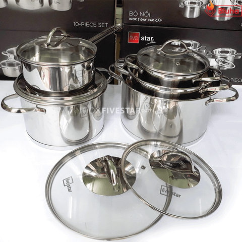 Bộ nồi Fivestar cao cấp Kitchi nắp kính